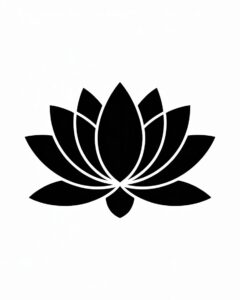 lotus flower black and white clipart 6