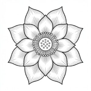 lotus flower black and white clipart 7