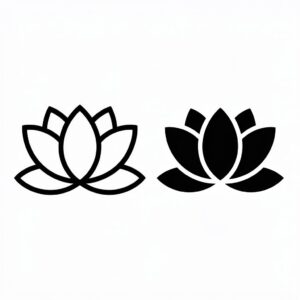 lotus flower black and white clipart 9