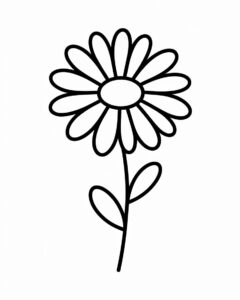 outline flower clipart black and white 10