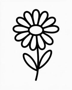 outline flower clipart black and white 11