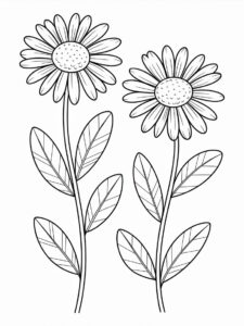 outline flower clipart black and white 15