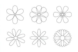 outline flower clipart black and white 2