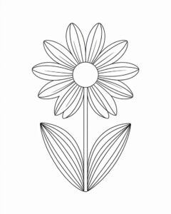 outline flower clipart black and white 3