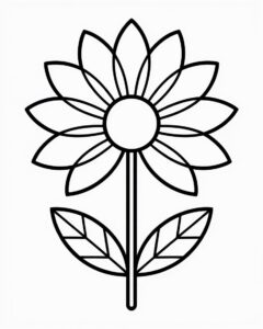 outline flower clipart black and white 4
