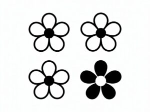 outline flower clipart black and white 9
