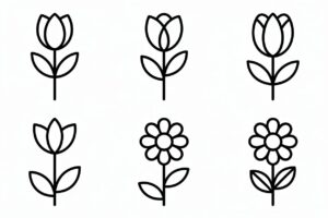 simple flower clipart black and white 14