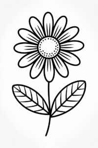 simple flower clipart black and white 3