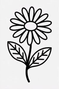 simple flower clipart black and white 4
