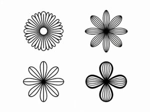 simple flower clipart black and white 8