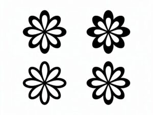 simple flower clipart black and white 9
