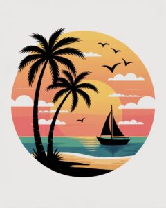 beach sunset clipart 1