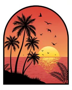 beach sunset clipart 10