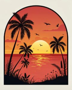 beach sunset clipart 11