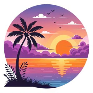 beach sunset clipart 14