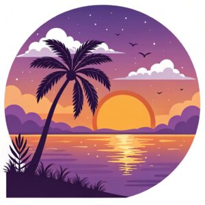 beach sunset clipart 15