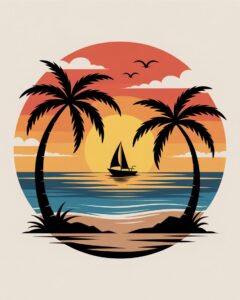 beach sunset clipart 2