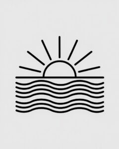 black and white sunset clipart 10