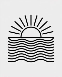 black and white sunset clipart 12