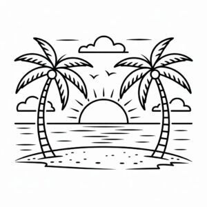 black and white sunset clipart 13