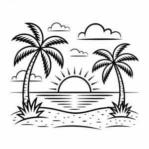 black and white sunset clipart 14