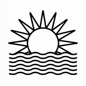 black and white sunset clipart 2