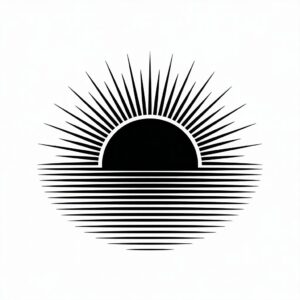black and white sunset clipart 4