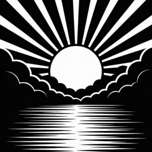 black and white sunset clipart 6