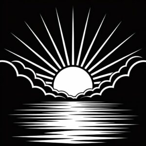 black and white sunset clipart 7