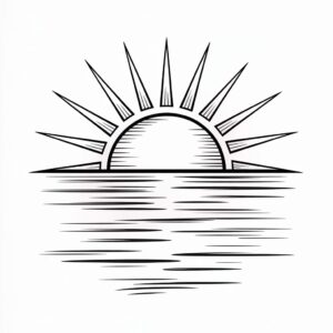 black and white sunset clipart 8