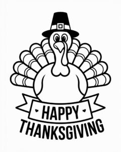 cute turkey clipart black and white 7