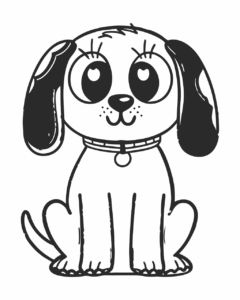 dog clipart black and white 7