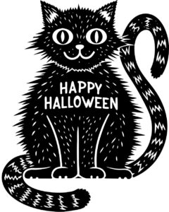 happy halloween clipart black and white 1