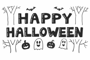 happy halloween clipart black and white 10