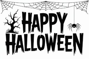 happy halloween clipart black and white 15