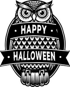 happy halloween clipart black and white 4