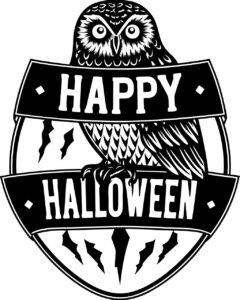 happy halloween clipart black and white 5