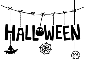 happy halloween clipart black and white 6