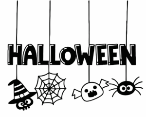 happy halloween clipart black and white 7
