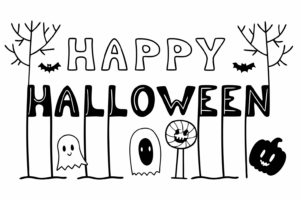 happy halloween clipart black and white 9