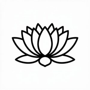 lotus flower black and white clipart 14