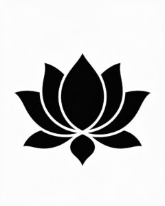 lotus flower black and white clipart 16