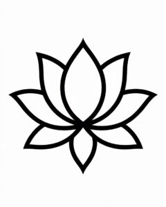 lotus flower black and white clipart 3