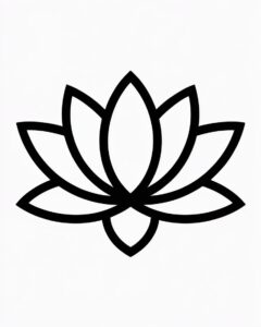 lotus flower black and white clipart 4