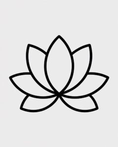 lotus flower black and white clipart 5