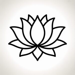 lotus flower black and white clipart 7