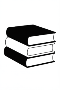 stack of books clipart black and white 15