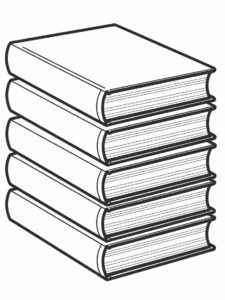 stack of books clipart black and white 2