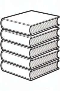 stack of books clipart black and white 3