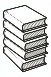 stack of books clipart black and white 4